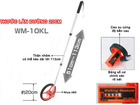  Sử dụng thước đẩy bánh xe với thao tác nhanh chóng, thuận tiện, độ chính xác cao, không bị giới hạn khoảng cách, chiều dài, tiết kiệm nhân lực